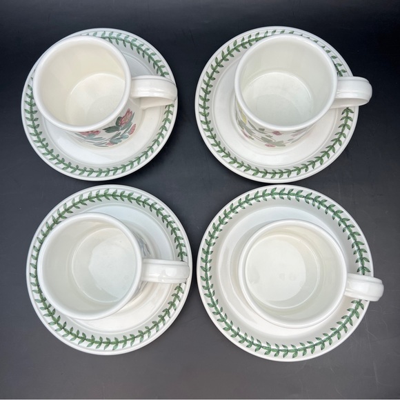 Portmeirion Botanic Garden 4 Floral Mug and Saucer Set Vintage Made in Britain - Picture 2 of 8